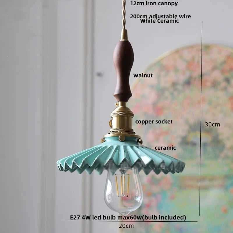 Afralia™ Walnut LED Pendant Lamp Living Room Bedroom Restaurant Nordic Modern