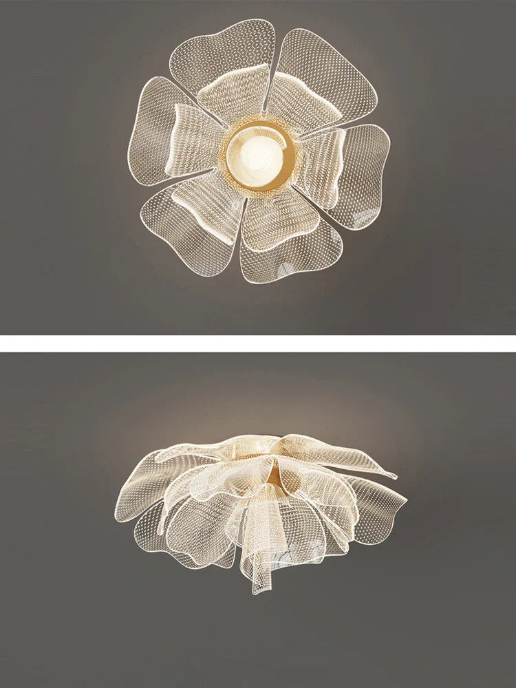 Afralia™ Flower Gold LED Ceiling Chandelier for Home Decor Lighting