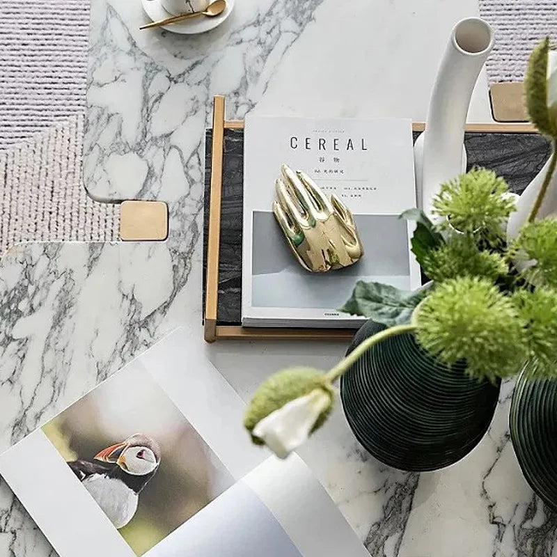 Afralia™ Abstract Golden Hands Resin Sculpture Figurine Home Decor Craft