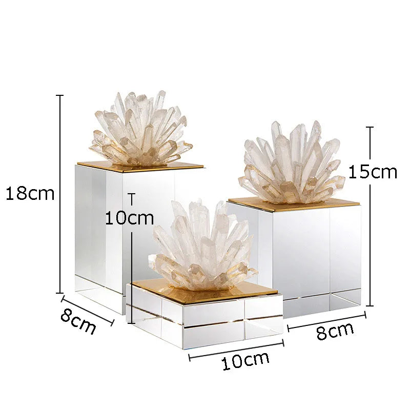 Afralia™ Agate Stone Crystal Sculpture Gold-plated Marble Ornament for Living Room Desk
