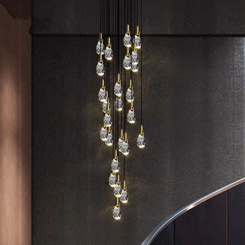 Afralia™ LED Staircase Chandeliers Pendant Light for Living Room Modern Indoor Lighting