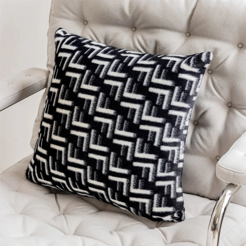 Afralia™ Plush Geometric Jacquard Pillow Cover - Elegant Living Room Bedroom Décor