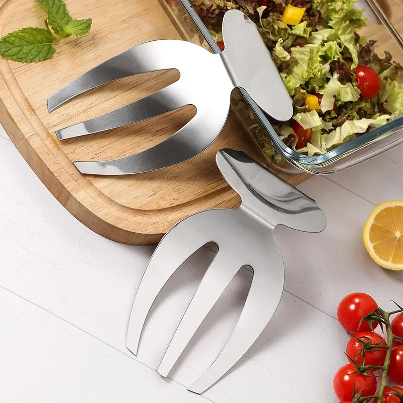 Afralia™ Stainless Steel Salad Fork Set Kitchen Tools Salad Server Accessories