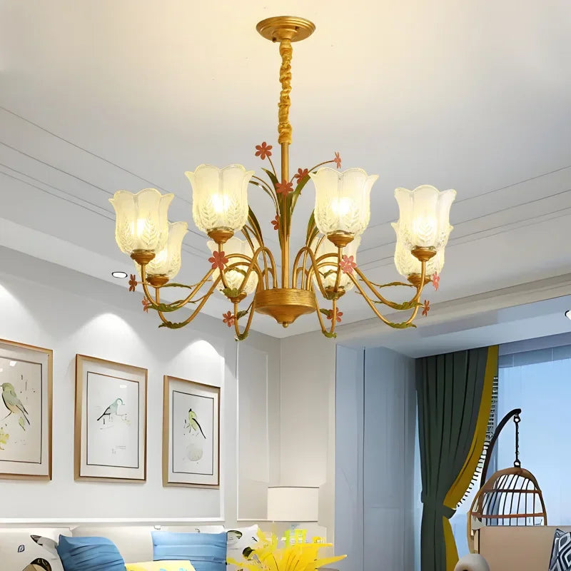 Afralia™ French Romance Flower Chandelier LED Hanging Light for Home Decor
