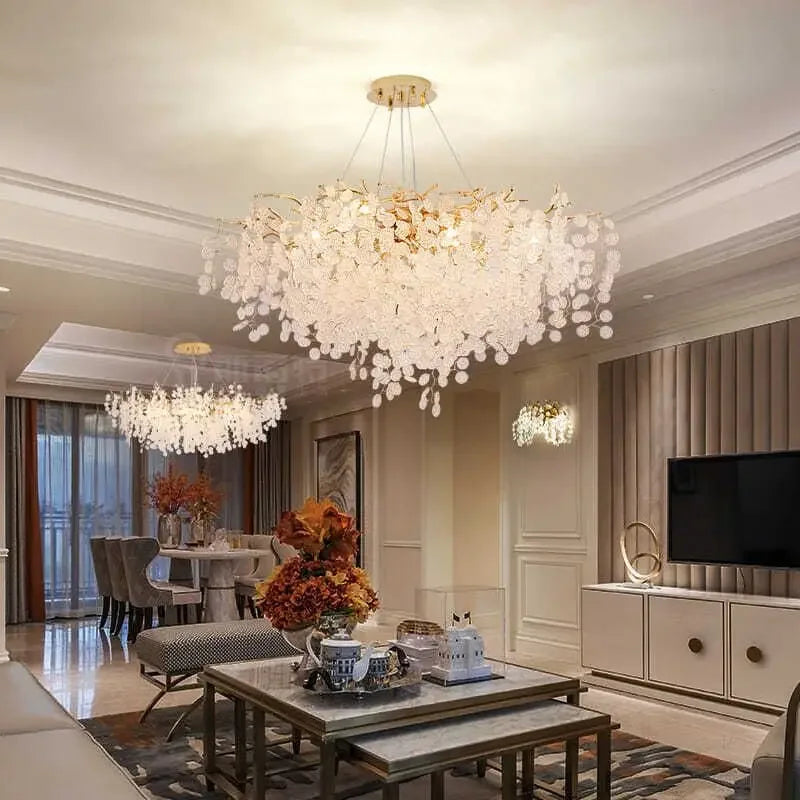 Afralia™ Grapes Crystal Chandelier: Luxury Golden Copper Pendant Light for Living Room Bedroom