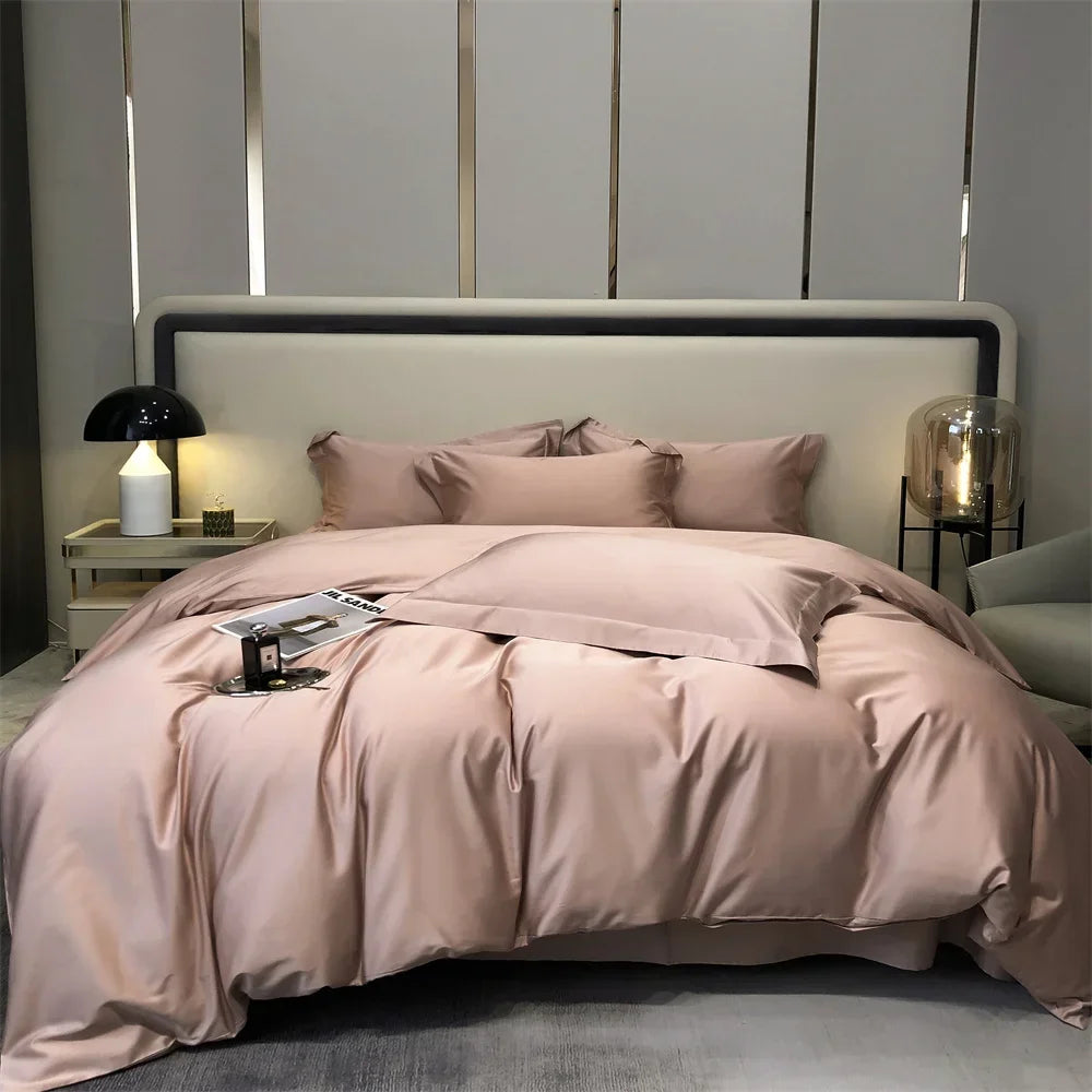 Afralia™ Egyptian Cotton Bedding Set - Solid Color Sheet Pillowcase Duvet Cover