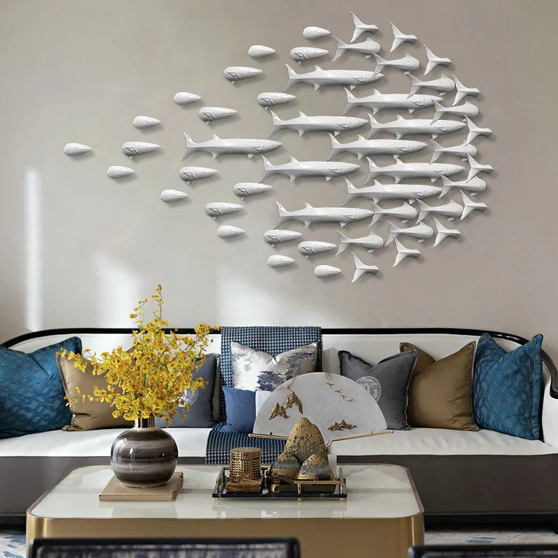 Afralia™ Abstract Fish Ceramic Wall Decoration 5-Piece Set for Children's Room