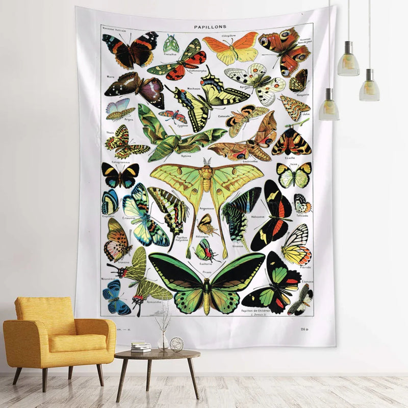 Afralia™ Butterfly Map Tapestry Wall Hanging: Bohemian Room Decor