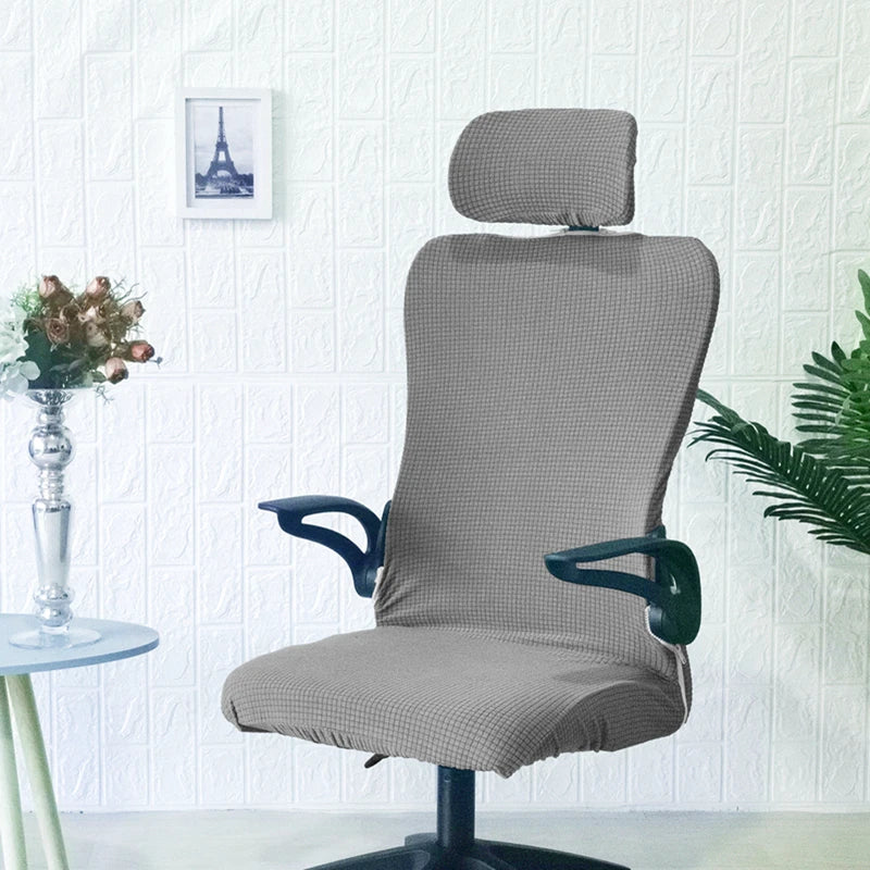Afralia™ Waffle Grid Chair Cover | Solid Color Fleece Seat Case | Waterproof & Stretch_office Home Chair Protector