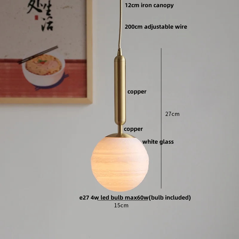 Afralia™ Copper White Glass LED Pendant Lamp for Modern Living Room Decor