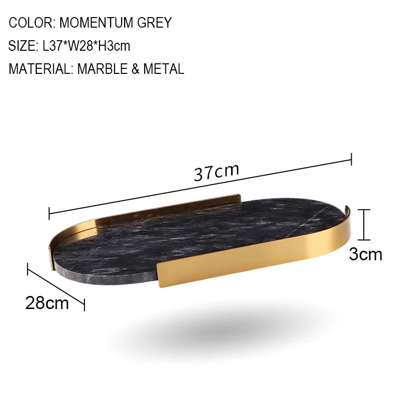 Afralia™ Marble Tray with Golden Metal Pallet for Bathroom Luxury Storage