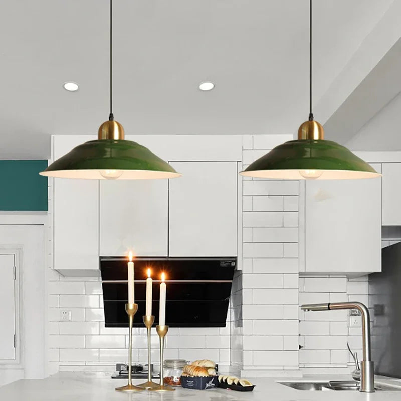 Afralia™ Vintage Iron Pendant Light for Rustic Kitchen Island - Industrial Style LED Chandelier