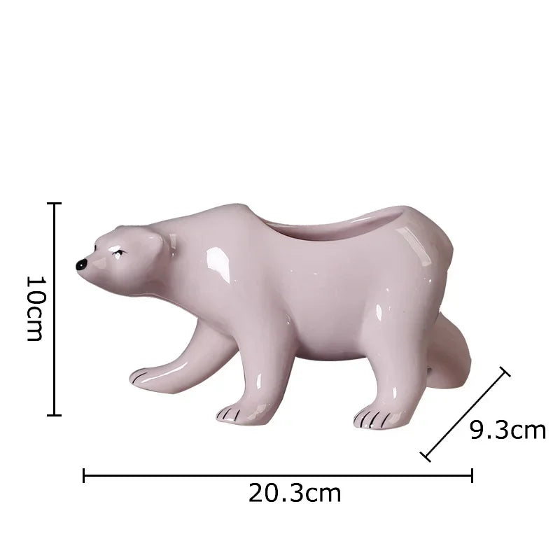Polar Bear Ceramic Vase Small Plant Pot Table Decoration Flowers Arrangement Afralia™ Aesthetic Decor