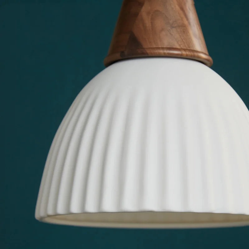 Afralia™ Wood Ceramic LED Pendant Chandelier for Dining Room Bedroom Kitchen Lighting