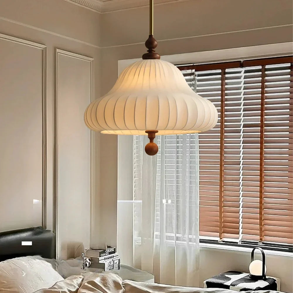 Afralia™ Zen Art Wood Fabric Pendant Light: Vintage Wabi-sabi LED E27 for Bedroom, Restaurant, Tea Room