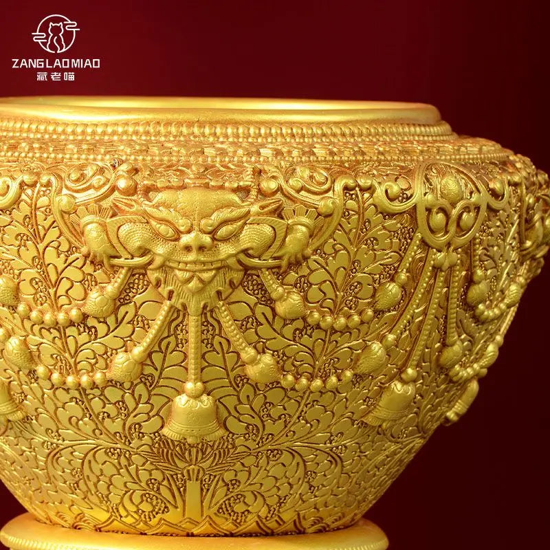 Afralia™ Resin Shakyamuni Buddha Handheld Carved Bowl, Eight Auspicious Household Mouni Bowl