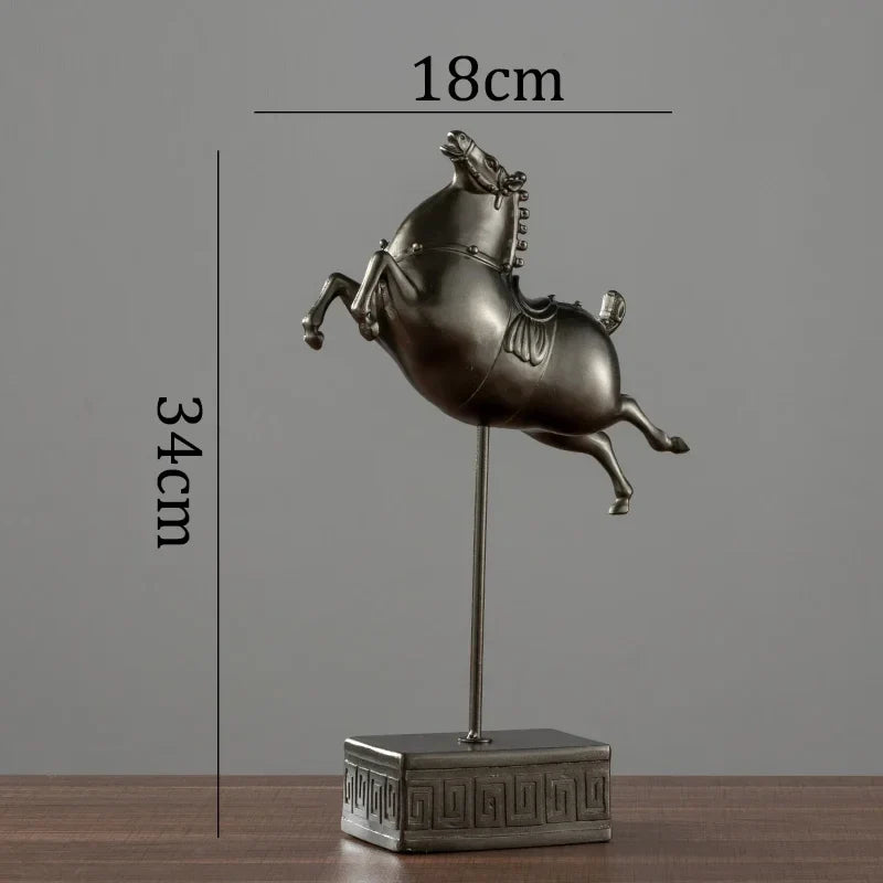Afralia™ Terracotta Warrior Horse Sculpture Resin Knight Figurine Home Decor Gift