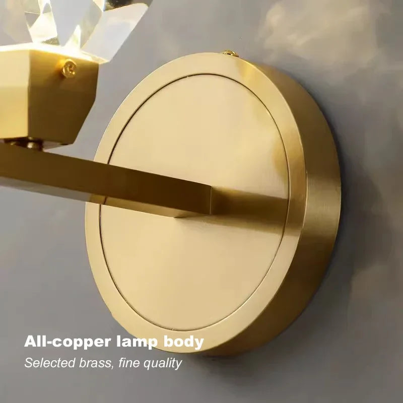 Afralia™ Crystal LED Copper Wall Sconce - Modern Luxury Wall Light Fixture