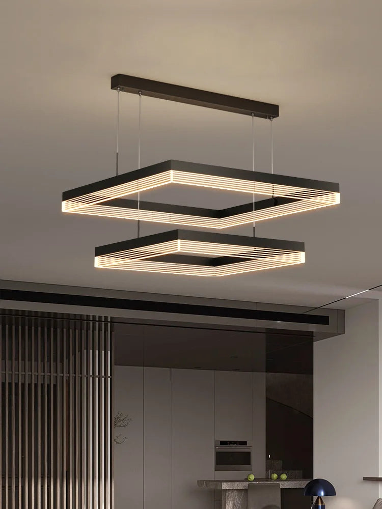 Afralia™ Square Modern Minimalist Chandelier for Living Room Dining Bedroom - Nordic Style