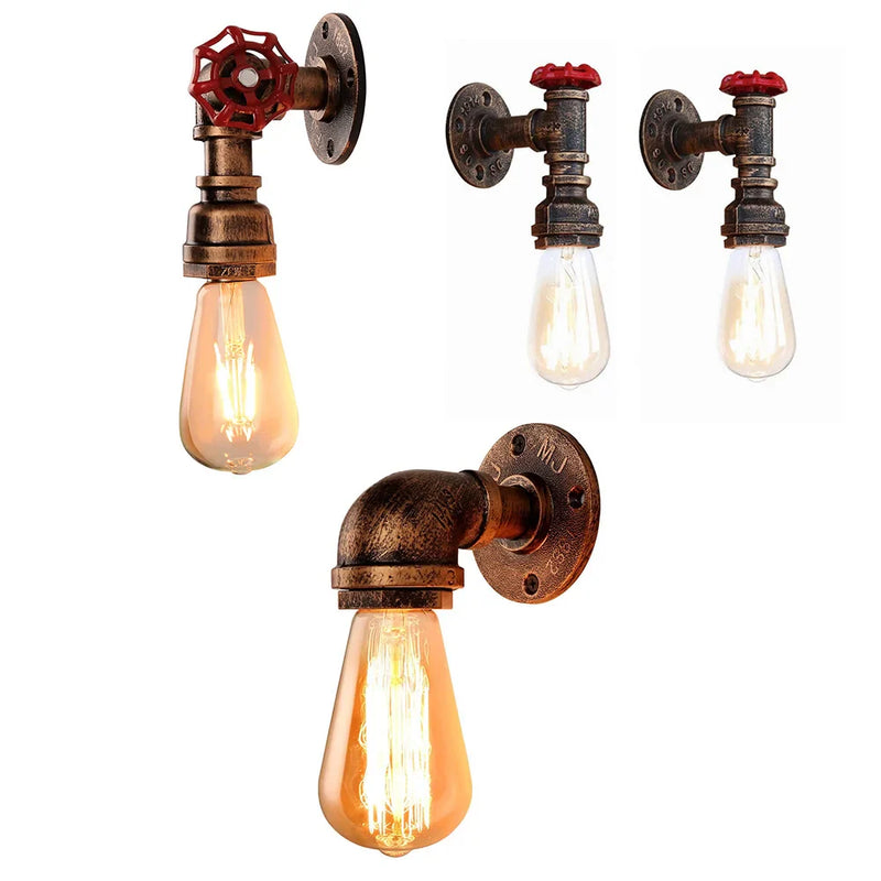 Afralia™ Bronze Industrial Water Pipe Wall Lamp