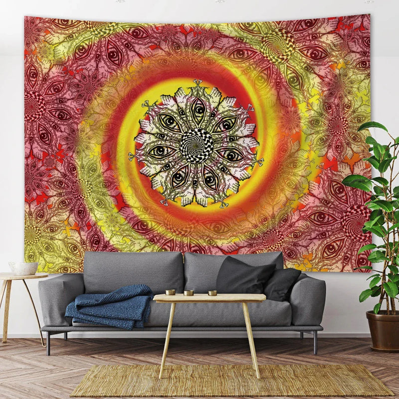 Moon Tarot Psychedelic Tapestry for Boho Home Decor - Afralia™ Mandala Wall Art