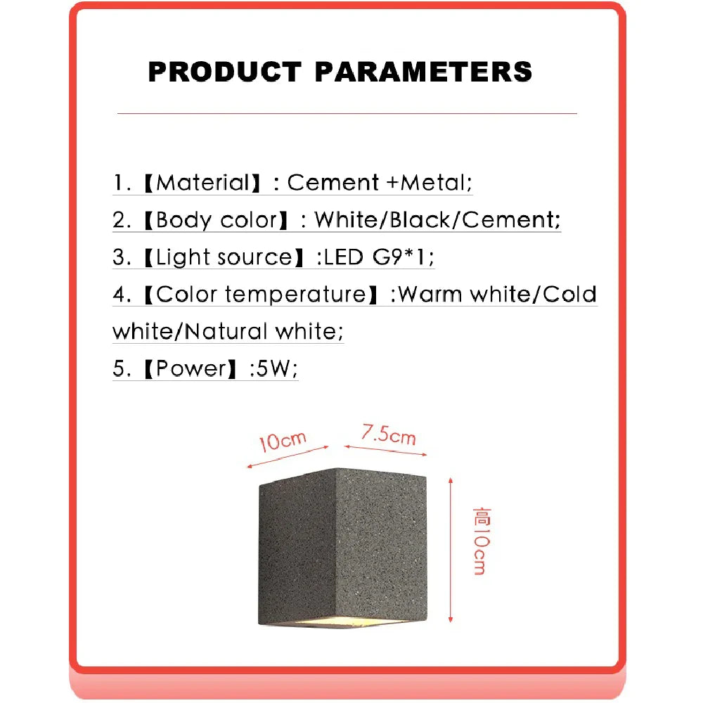 Afralia™ Cement Wall Lamp: Creative G9 Concrete Sconce for Home, Hotel, Kitchen Lighting