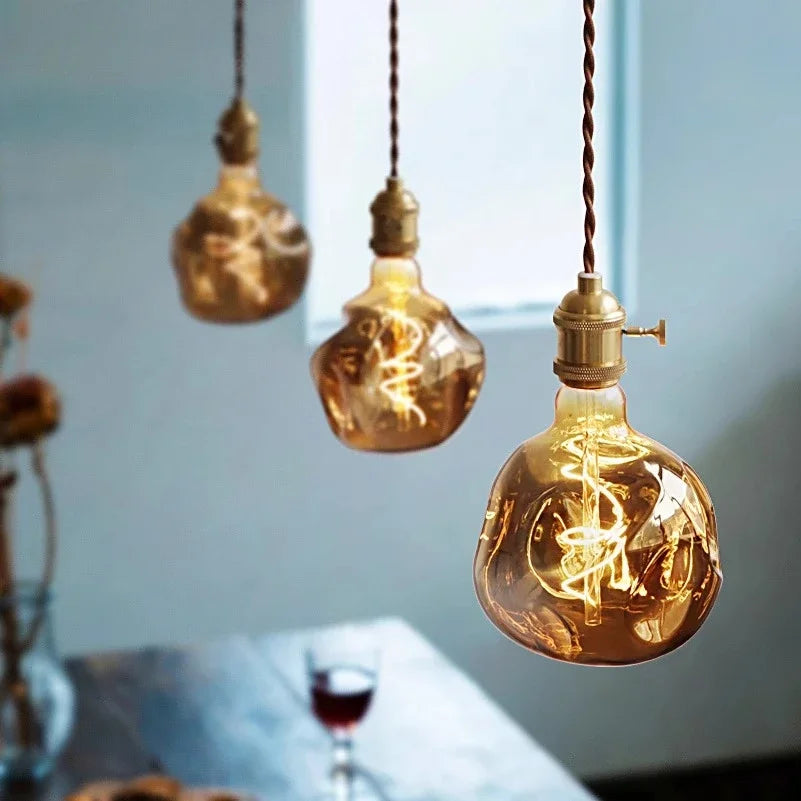 Afralia™ Retro Glass Pendant Lamp for Dining Room Modern Minimalist Lighting Fixture
