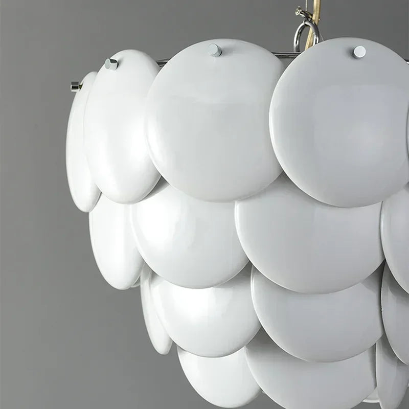 Afralia™ White Ceramic Round LED Chandelier for Artistic high-end Decor