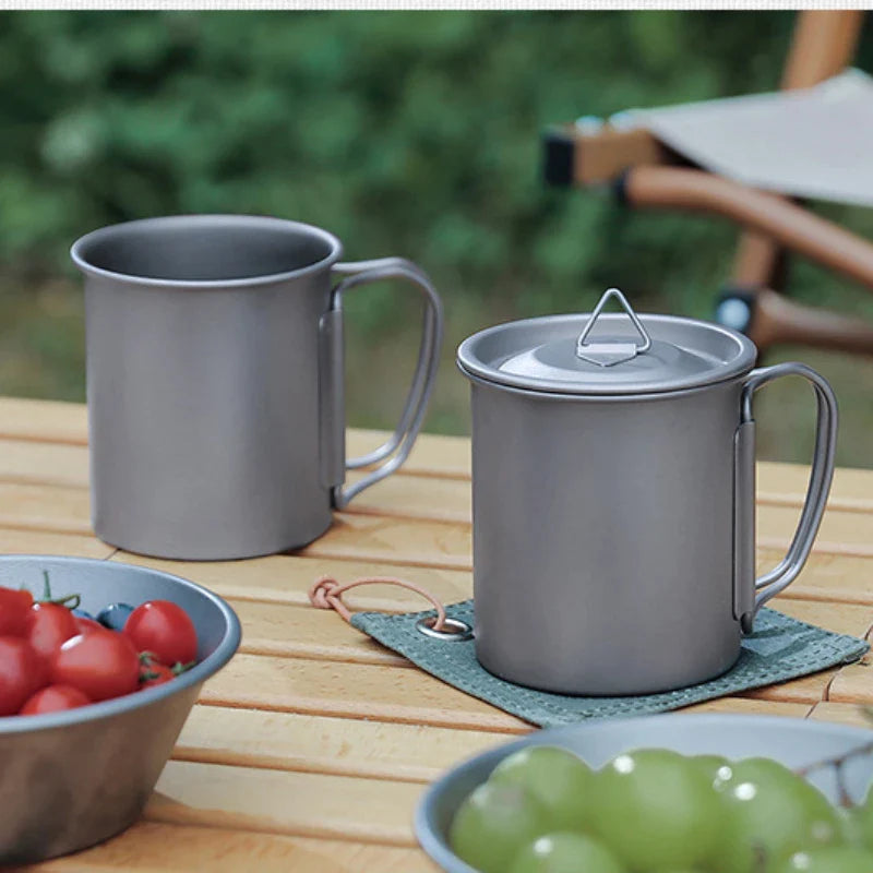 Afralia™ Titanium Cup: Original Breakfast & Camping Mug with Lid - Premium Quality Tea, Coffee, Beer Ware