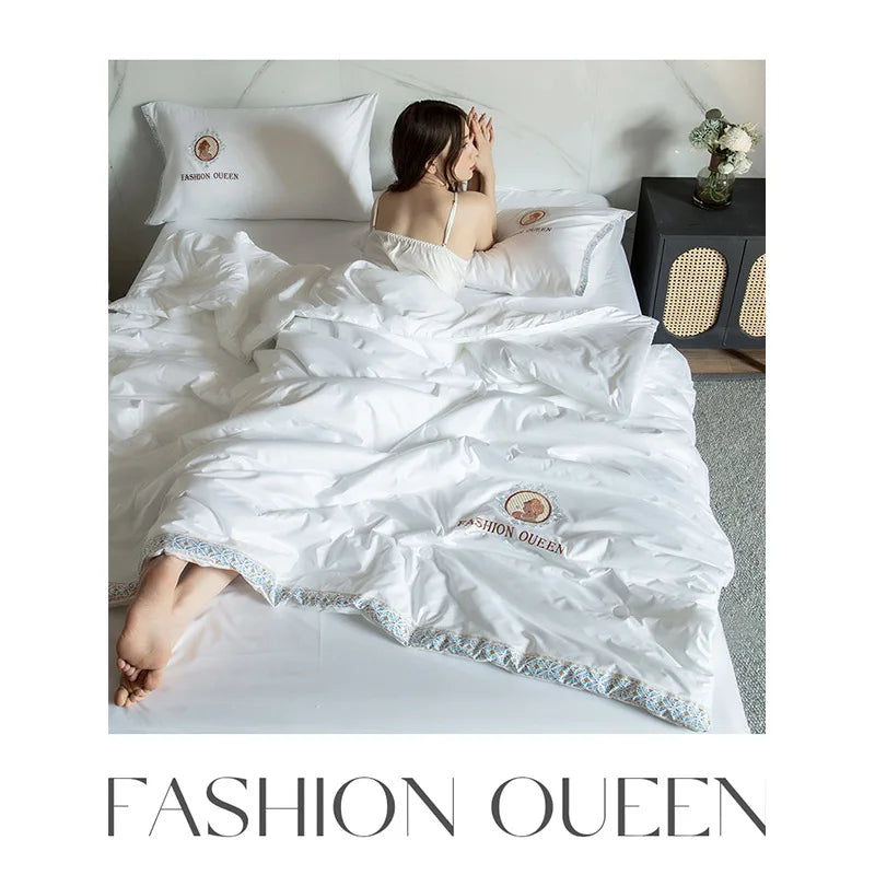 Afralia™ Summer Ice Rayon Cooling Quilted Queen Blanket - Silky Breathable Comforter