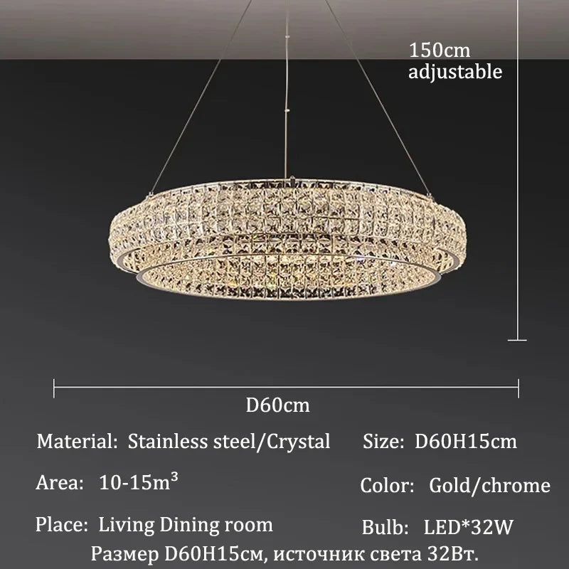 Afralia™ Crystal Chandelier LED Ceiling Light Fixture Pendant Suspension Lamp Luxe Home Decor LuxeCrystal Beauty