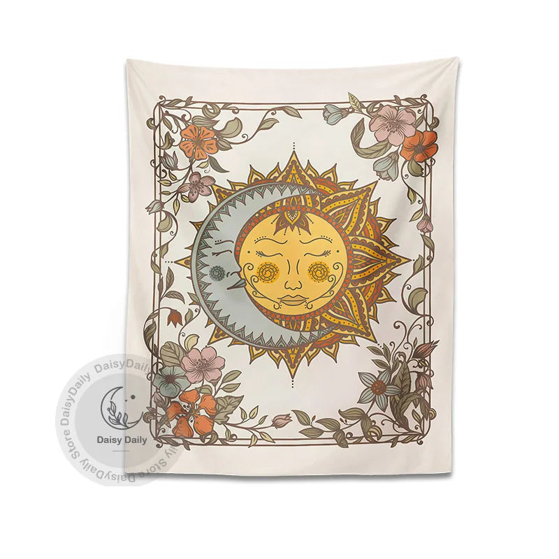 Afralia™ Celestial Sun Moon Tapestry Wall Hanging for Home Decor and Boho Aesthetic