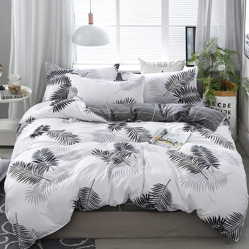 Afralia™ Geometric Floral Bedding Set with Quilt Cover, Duvet Cover, Sheet, and Pillows