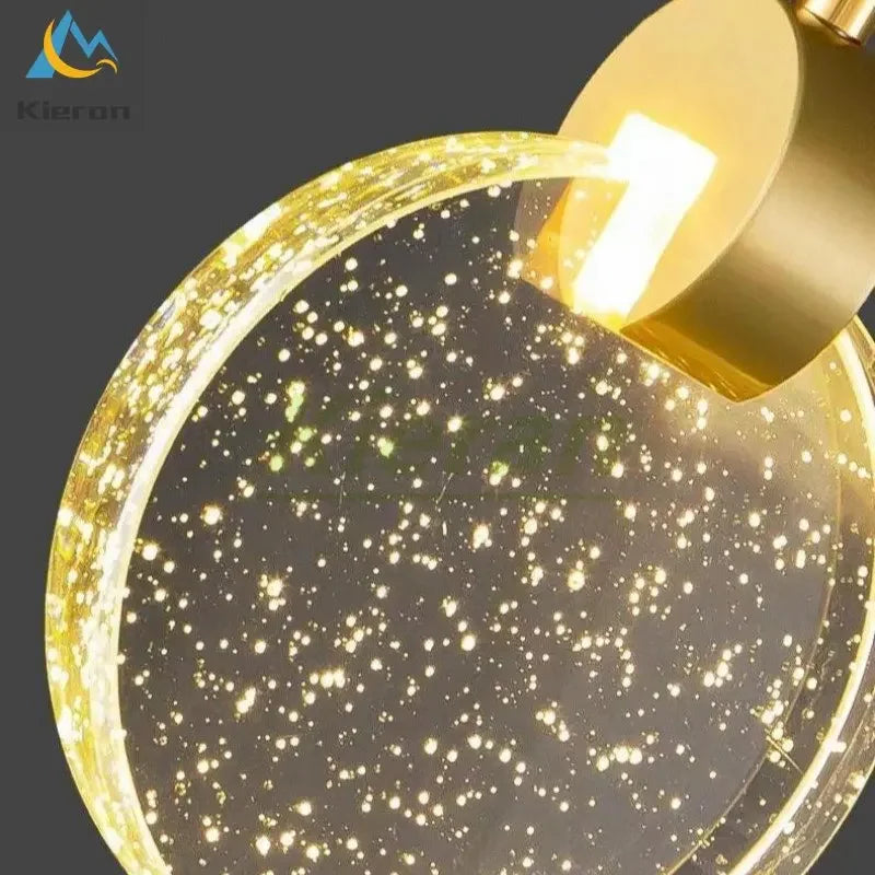 Afralia™ Crystal LED Chandelier Tricolor Light Pendent Lamp for Modern Living Room