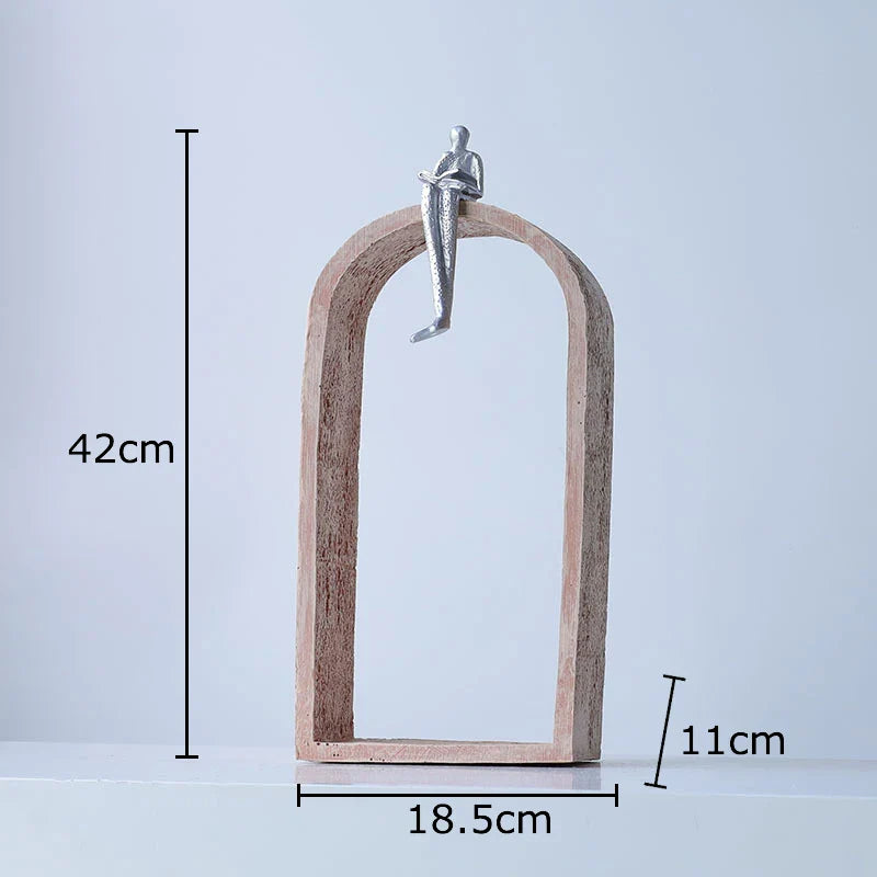 Afralia™ Reader Character Resin Sculpture Desk Ornament Abstract Geometric Statue