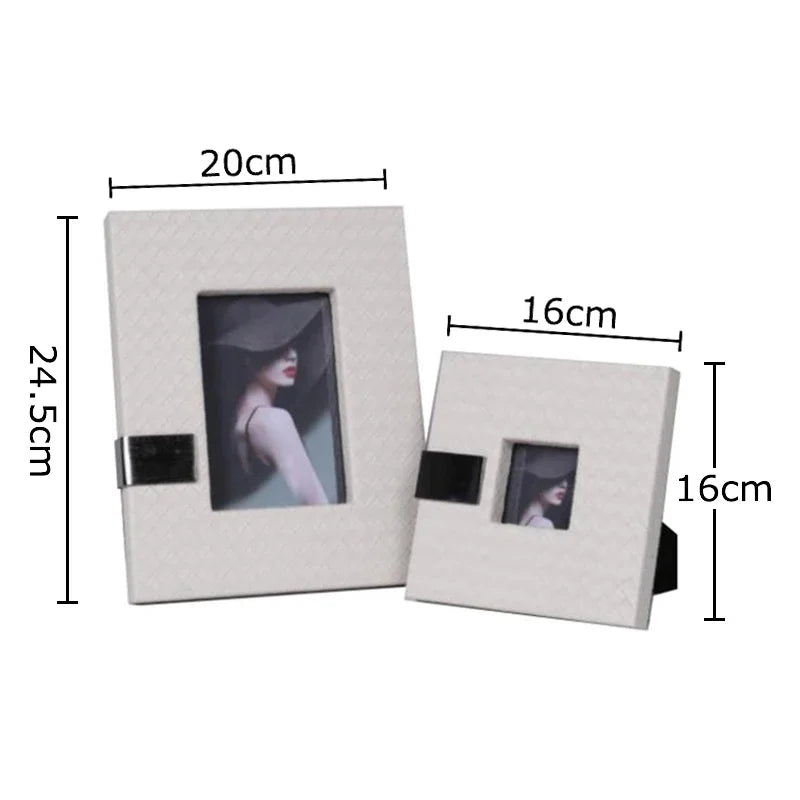 Afralia™ Leather Photo Frame | Modern Design Picture Frame Bedside Table & Desk Décor