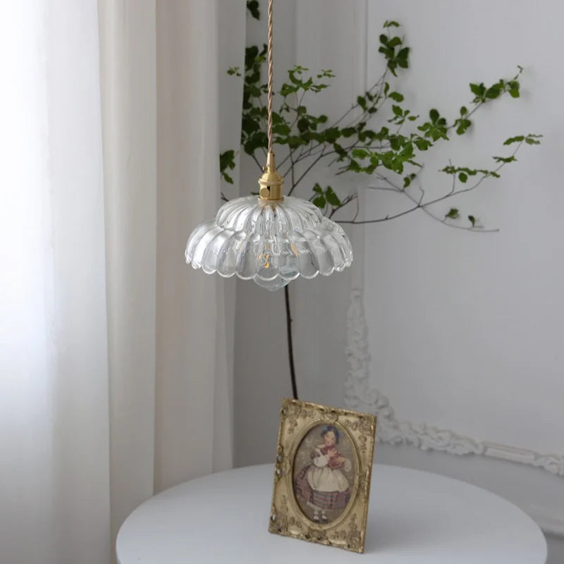 Afralia™ Glass Flower LED Pendant Light, Adjustable Knob Switch, Modern Design