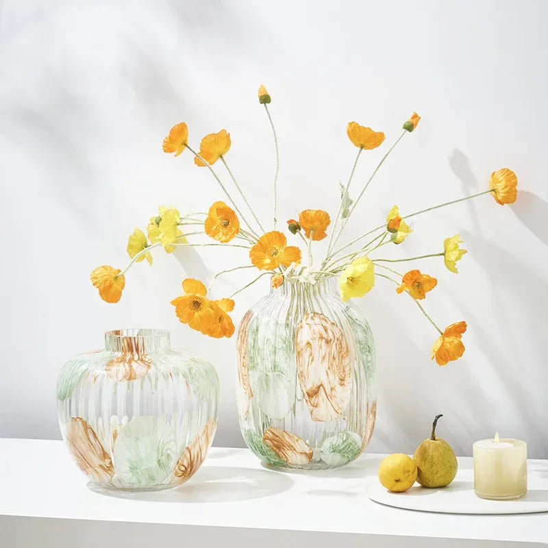 Afralia™ Clear Glass Vase Irregular Pattern for Home Decor and Dried Flowers