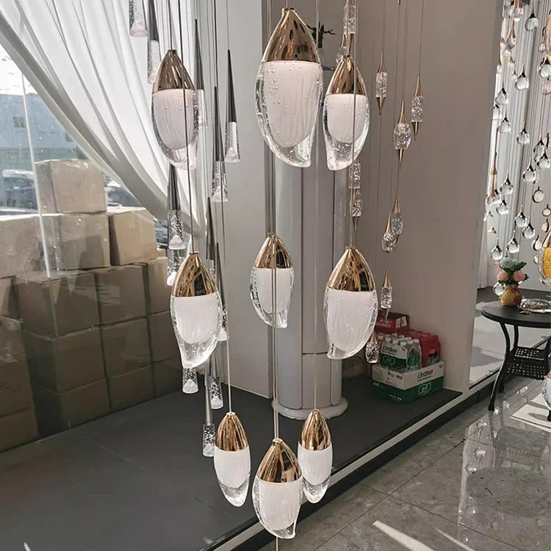 Afralia™ Crystal Chandelier, Stair Pendant Light, Living Room Lighting