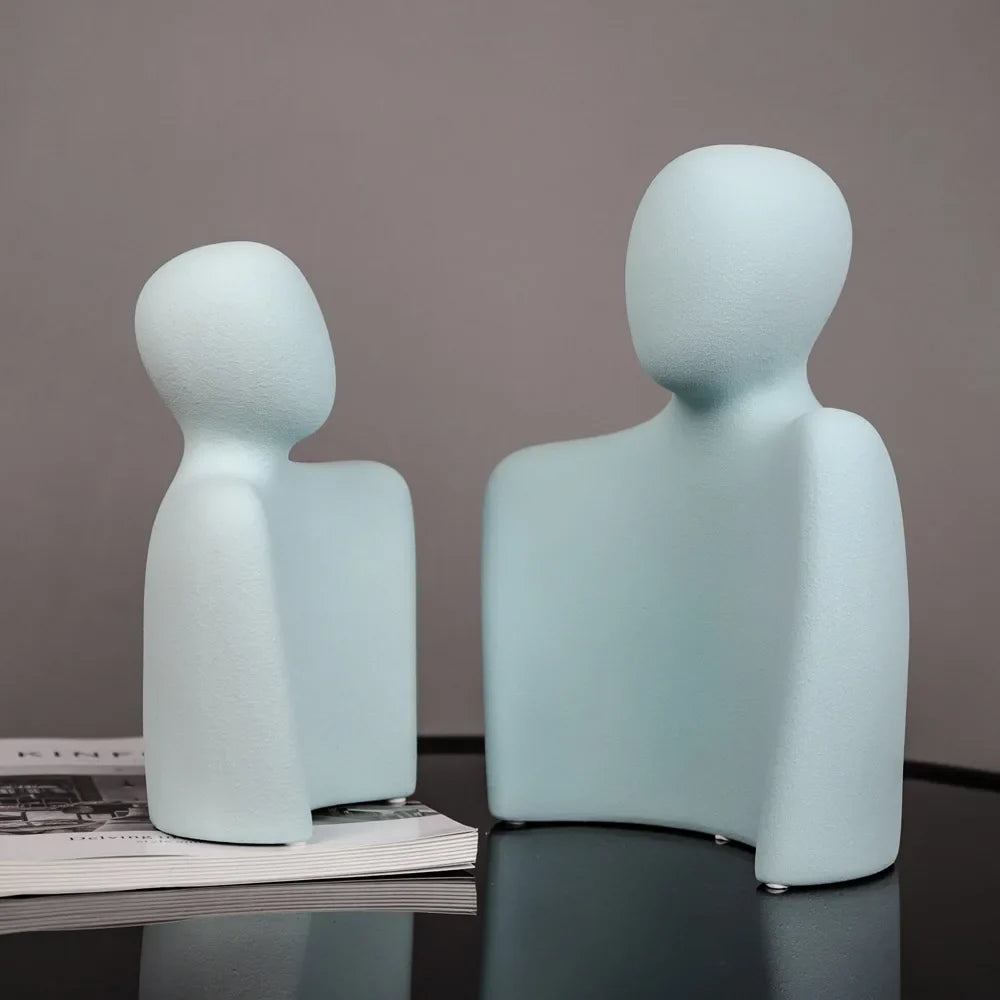 Modern Ceramic Embrace Couple Sculpture by Afralia™ - Frosted Abstract Lover Bust Statues