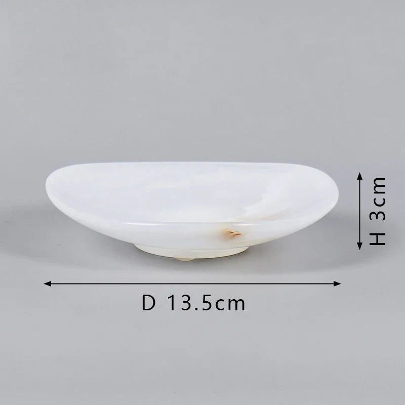 Afralia™ White Onyx Marble Serving Tray and Fruit Bowl for Kitchen or Dining Table