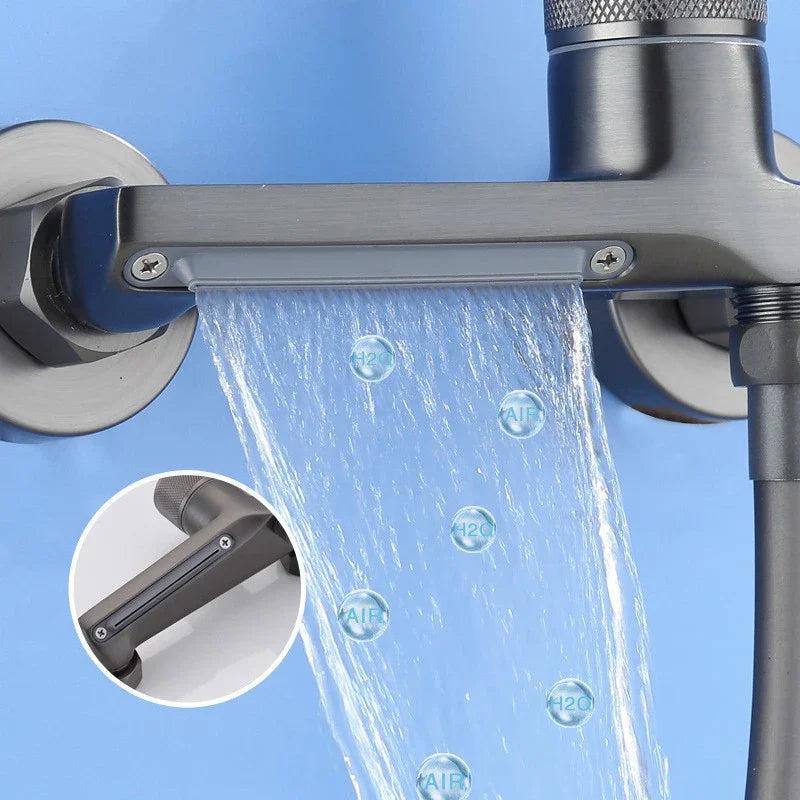 Afralia™ Waterfall Shower System with Adjustable Brass Holder, Hot Cold Mixer Taps
