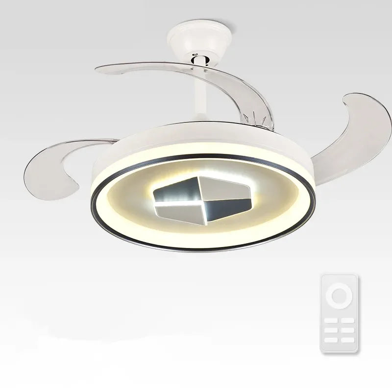 Afralia™ Invisible LED Chandelier Ceiling Fan: Modern Resin Décor, Circular Design, Hotel Living Room