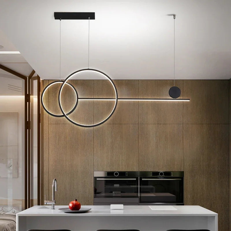 Afralia™ Metal Line Pendant Light Fixture for Modern Minimalist Dining Room and Kitchen