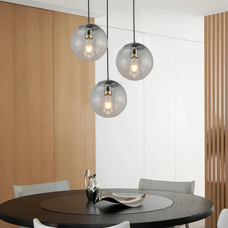 Afralia™ Modern Glass Chandelier for Bar Counter, Restaurant - Gold/Silver Metal, Amber Glass Suspension Lamp