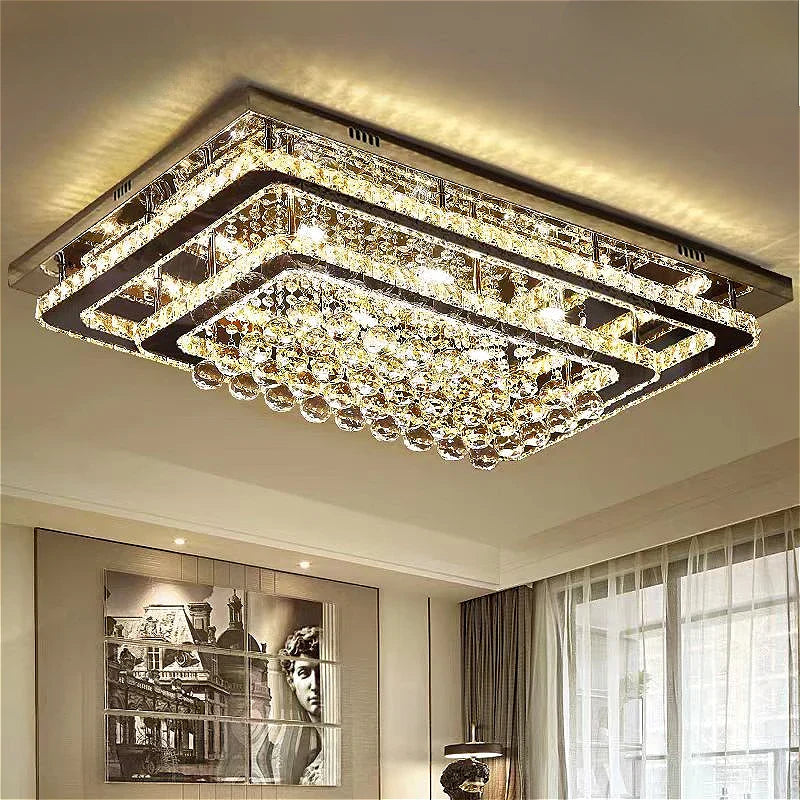 Afralia™ Crystal LED Chandelier: Modern Luxury Ceiling Lamp with Remote Control
