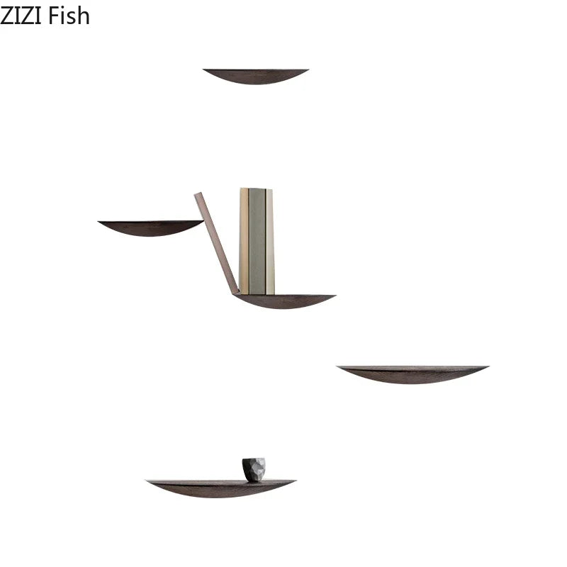 Afralia™ Modern Solid Wood Wall Shelf for Home Decoration