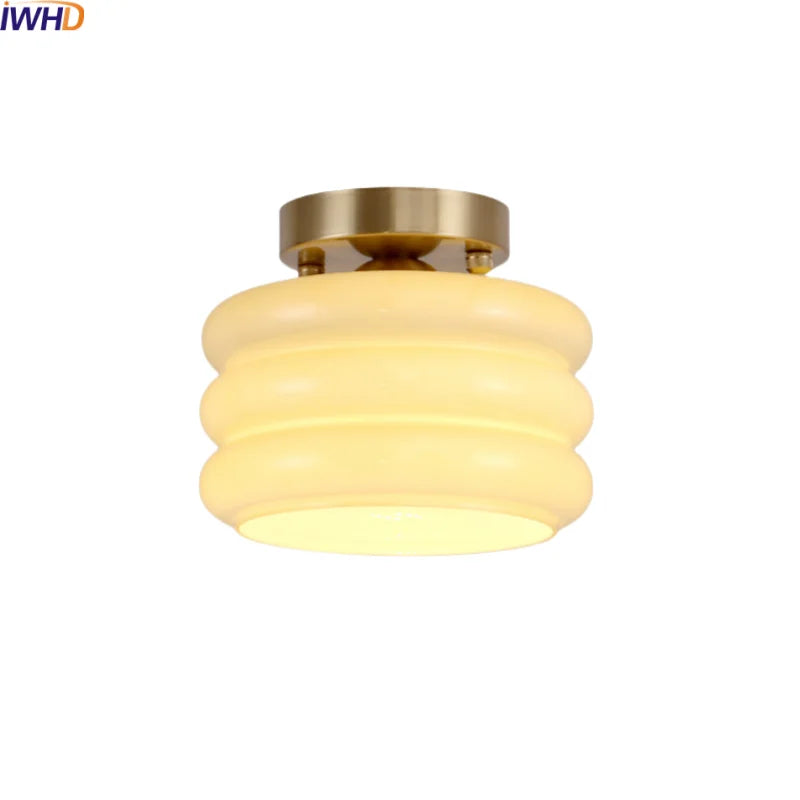 Afralia™ Creamy Glass Iron LED Ceiling Light - Modern Indoor Lighting Fixtures