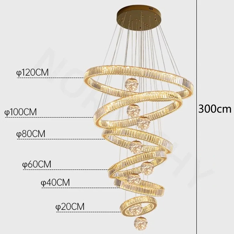 Afralia™ Crystal Chandelier LED Duplex Building High-End Luxury Large Chandelier