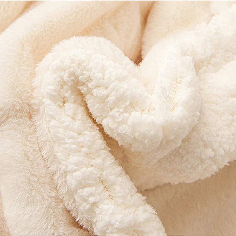 Afralia™ Tuscan Faux Rabbit Fur Embroidered Plush Throw Blanket cozy Winter Warmth